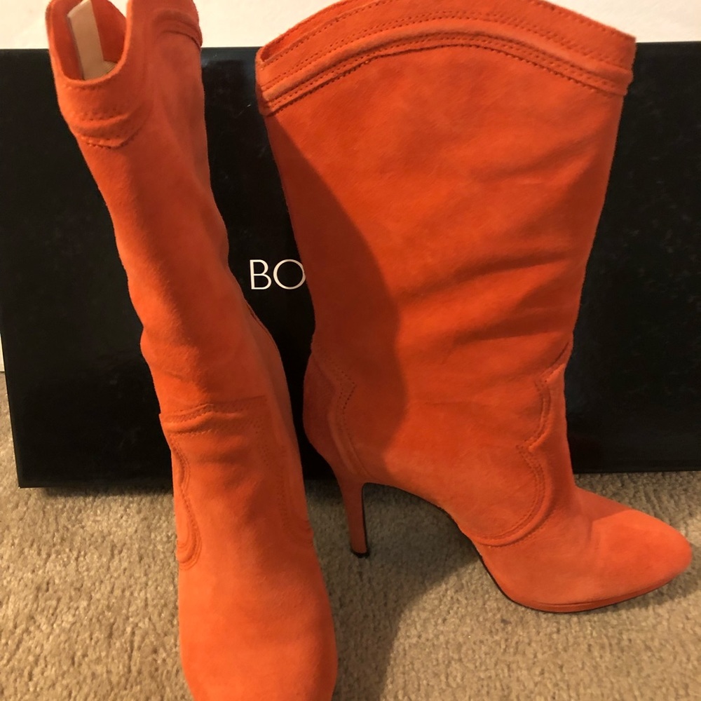 Orange Heeled Boots